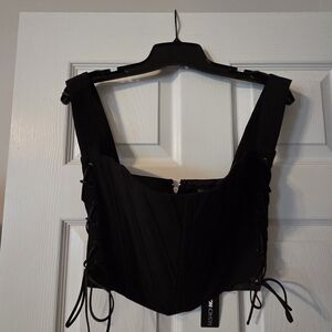 Fashion Nova Black Lace-Up Bodysuit